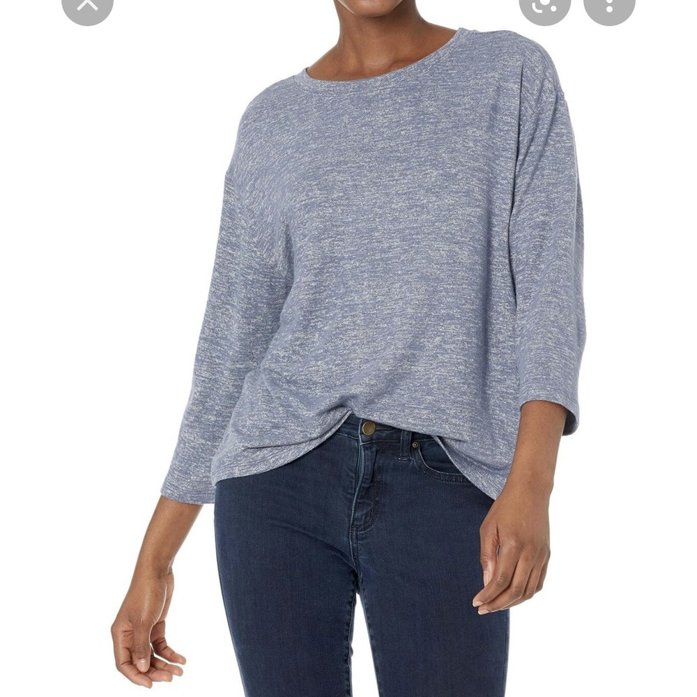 Daily‎ Ritual Heathered Blue Oversized Sweatshirt Sz L Bell Sleeves NEW